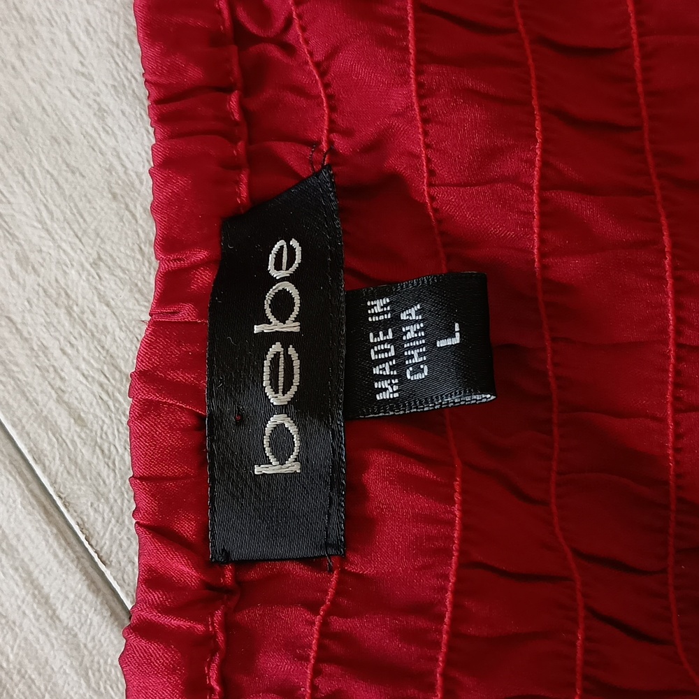 Bebe Red Button Down Ruffled Blouse - image 3